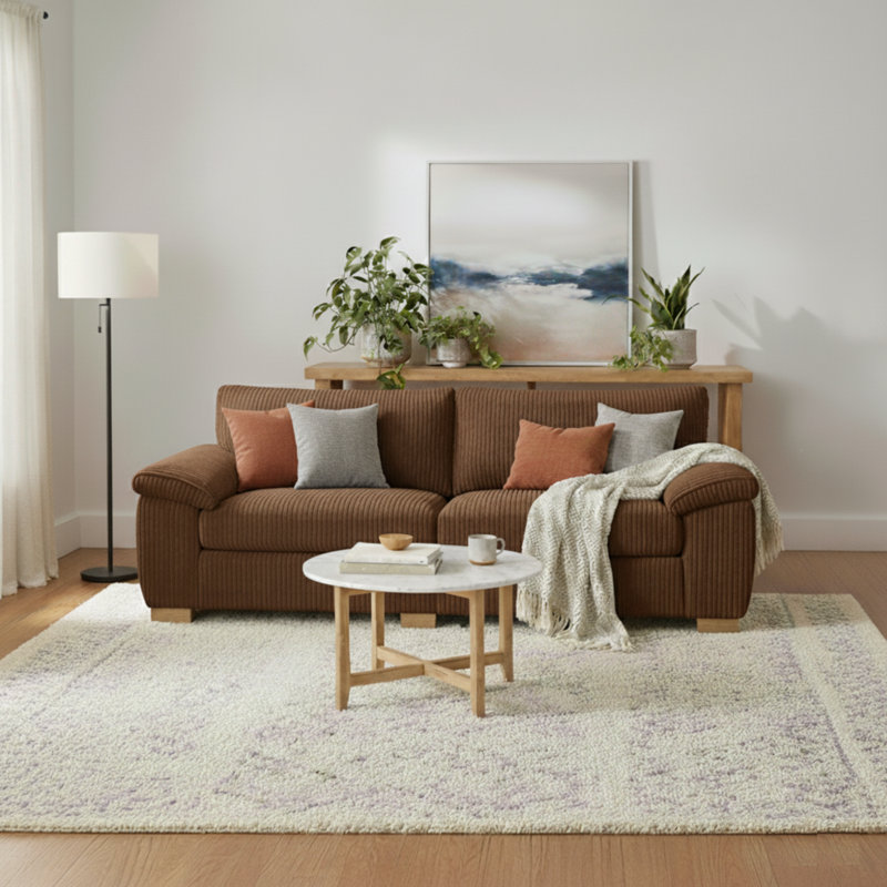 2 Seater Corduroy Sofa, Brown