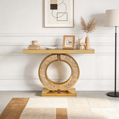 Console en miroir avec incrustation de diamant concassé, longue entrée