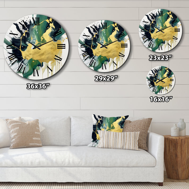 Horloge murale verte et jaune, Grand