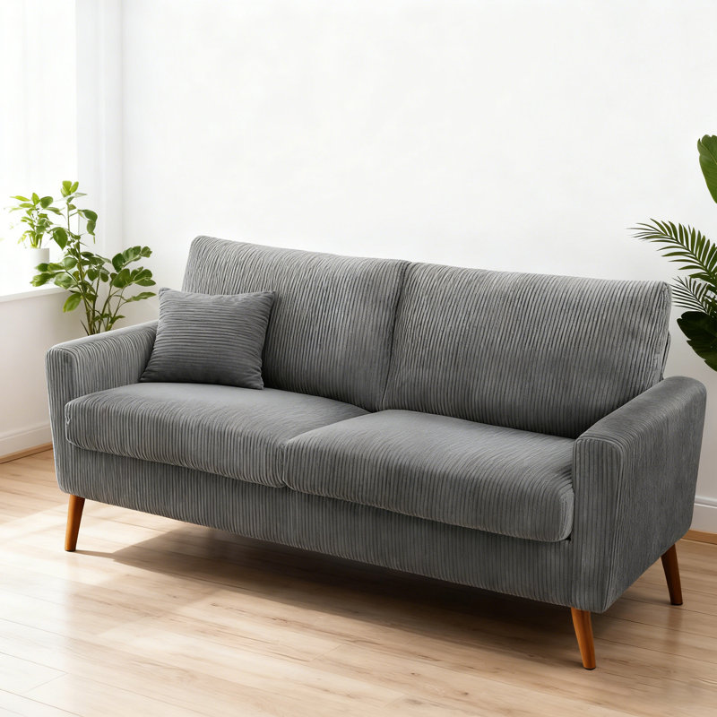 Canapé 68 po Mid-Century Modern, Gris foncé
