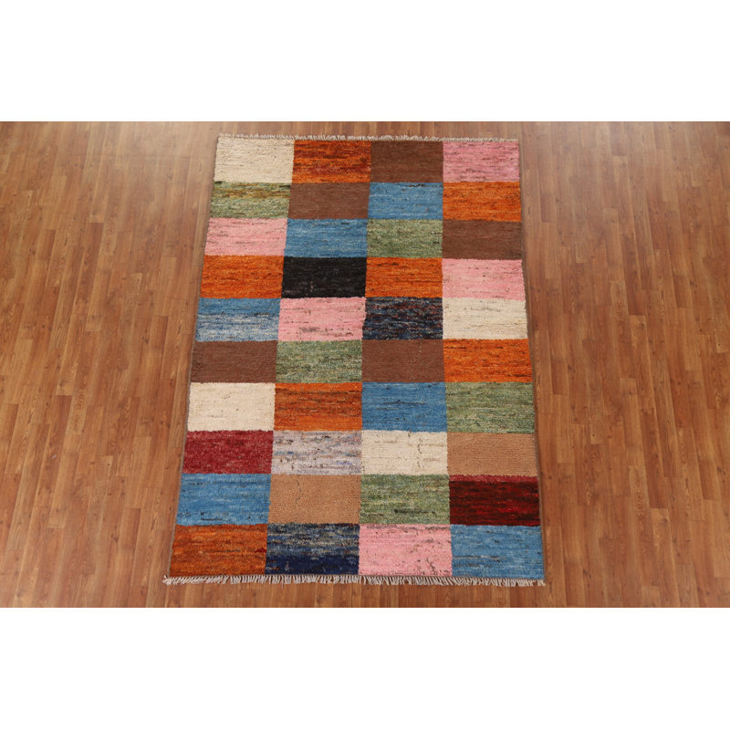 One-of-a-Kind 5'7'' x 8'0'' New Age Rectangle Wool Area Rug in Blue and Orange