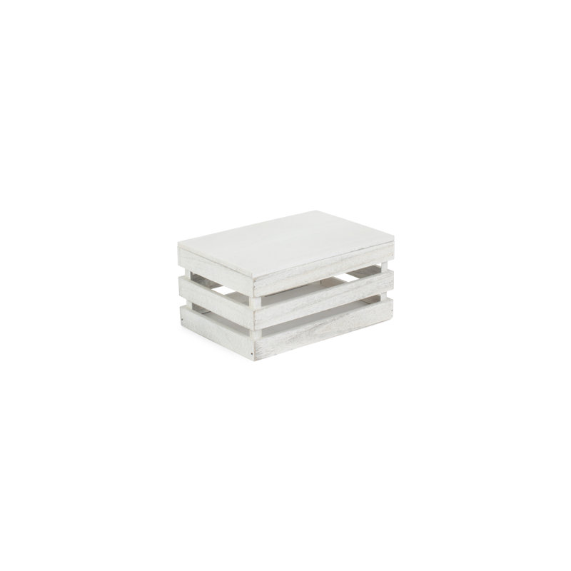 Slatted Wooden Storage Box, 13.5cm H x 20cm W x 30cm D, Natural