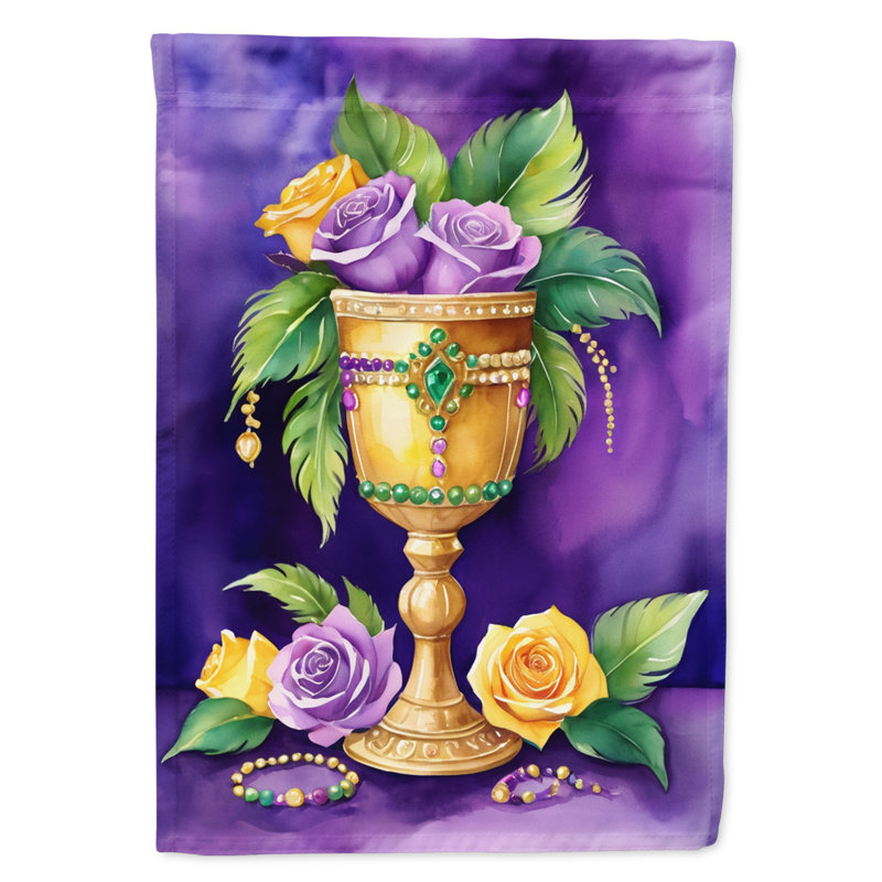 Double Sided 40'' H x 28'' W Polyester Mardi Gras House Flag