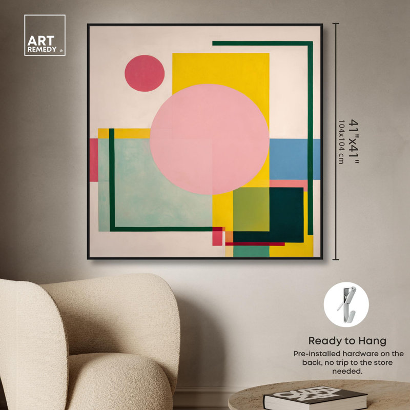 Impression sur toile de cercle abstrait, Structure noire, H 12 po x l 12 po