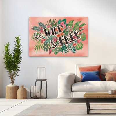 Jungle Vibes VI aquarelle corail - Anthurium oiseau de paradis, fougères corail, art