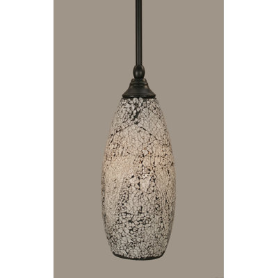 Mini-luminaire suspendu suspendu au fini noir mat avec verre fusion
