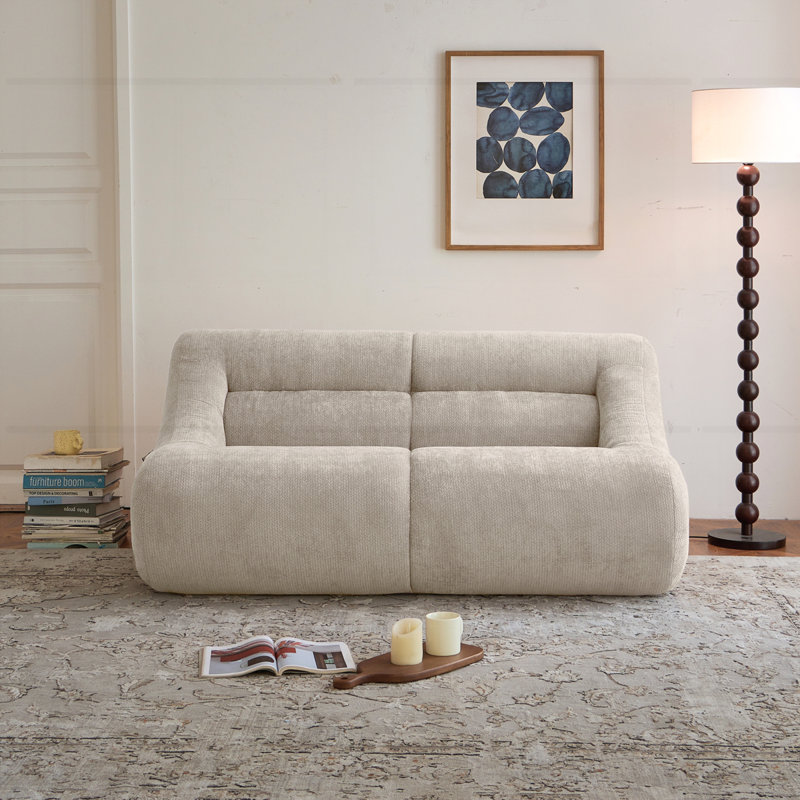 Canapé profond à assise profonde avec tissu chenille, Beige
