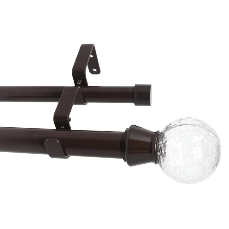 Tringle à rideaux double Cotner, Acier brossé, H 1 po x l 120 po x P 1 po