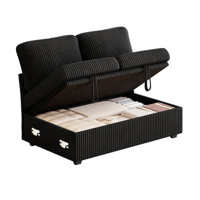 Causeuse sans accoudoirs pour canapé-lit modulaire, noir