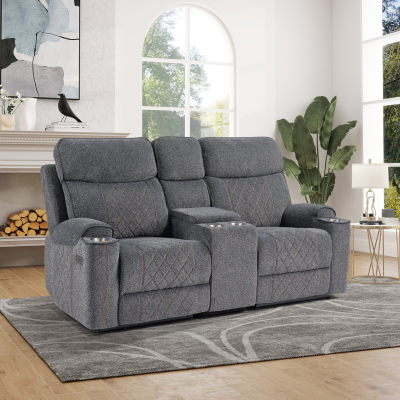 Causeuse inclinable 75,7 po avec console centrale