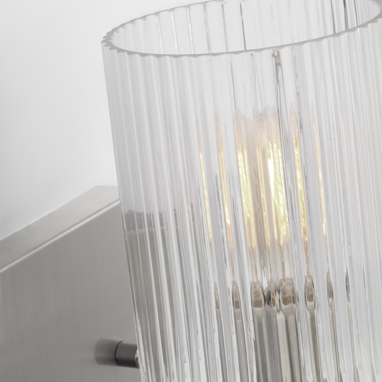 4-Light Fluted Glass Vanity Light, 1, Brushed Steel