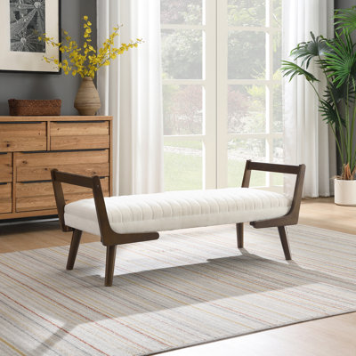Banc de 52 po Mid-Century avec pieds en bois de noyer (y compris le repose-pieds)
