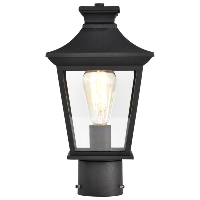 Tête de lanterne câblée à 1 lumière H 13,94 po noir mat