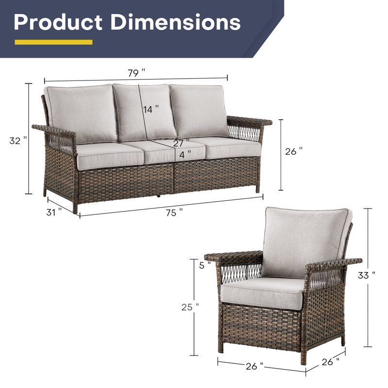 Anferney 5 - Person Outdoor Sofa Seating Group with Cushions, Beige