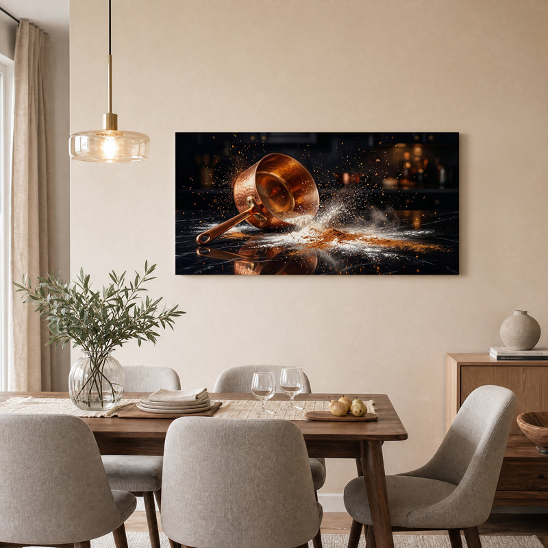 Art sur toile martelé cuillère en cuivre, L 32 po x H 16 po