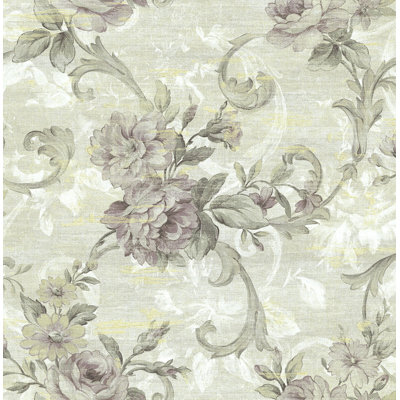 Rouleau de papier peint à grandes volutes floral L 33 pi x l 20,5 po Marc