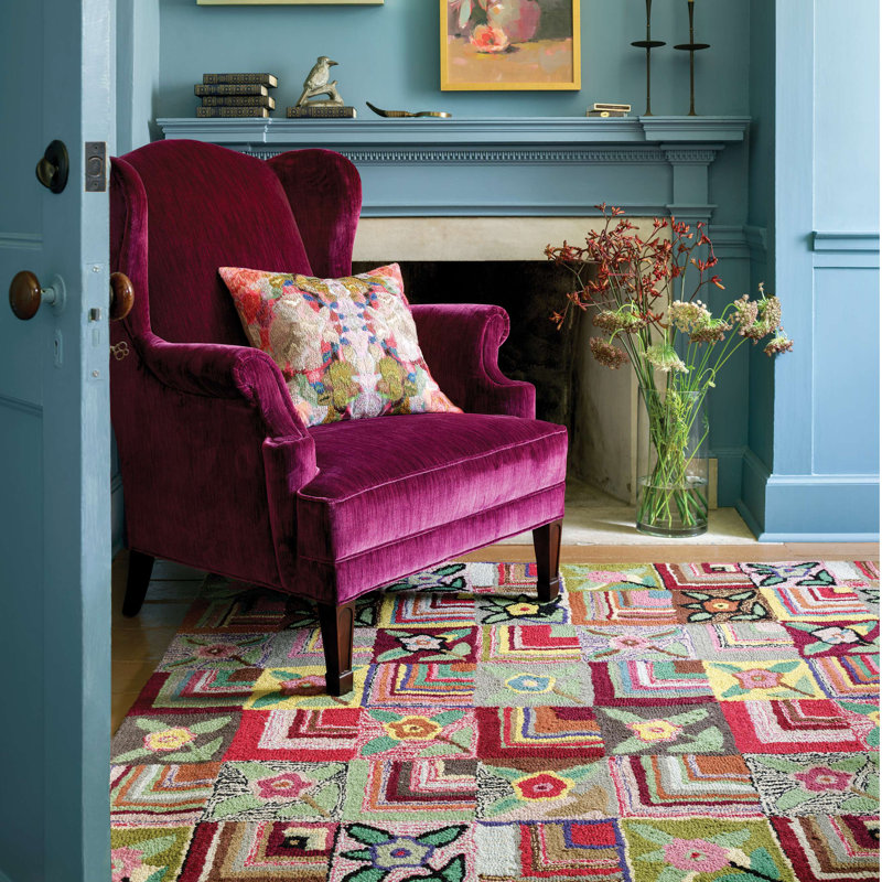 Gypsy Rose Hand Hooked Wool Rug, Rectangle 3' x 5'