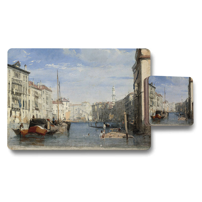 Venice Canal Cityscape Placemat And Coaster Set Art Print