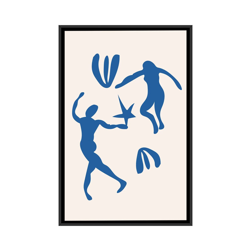 Dancing Dance-impression d’art graphique « Blue People », Pas de tapis, H 48 po x l 32 po x P 1,5 po, Toile avec cadre noir
