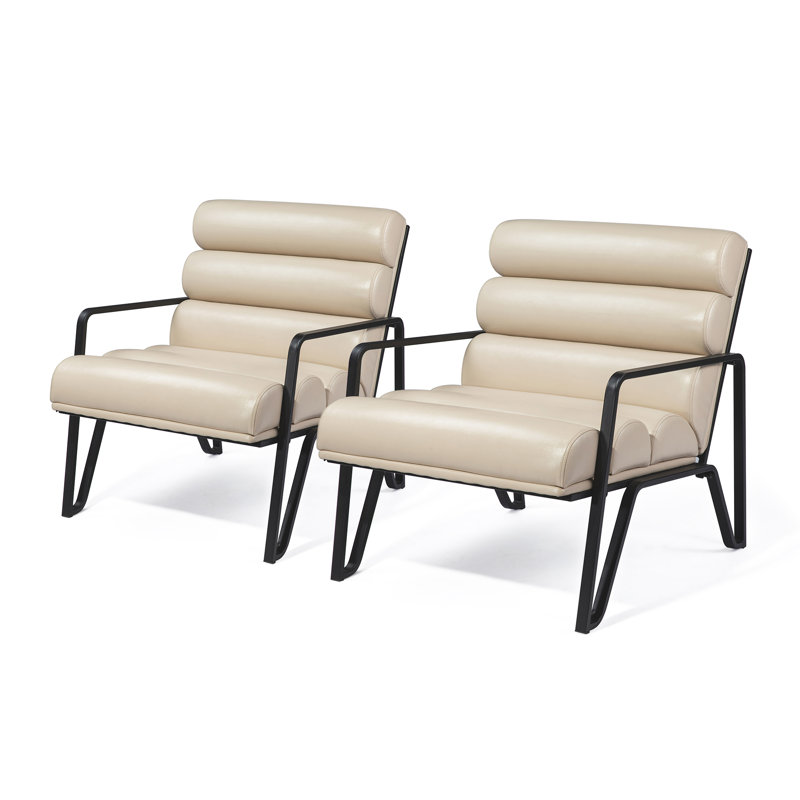 Fauteuil Cacey, Similicuir beige