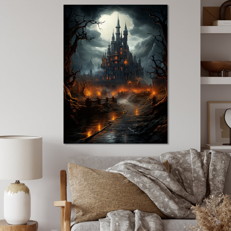 «Haunted Castle At Nightfall I - Châteaux», art mural, Toile tendue, H 32 po x l 24 po x P 1 po