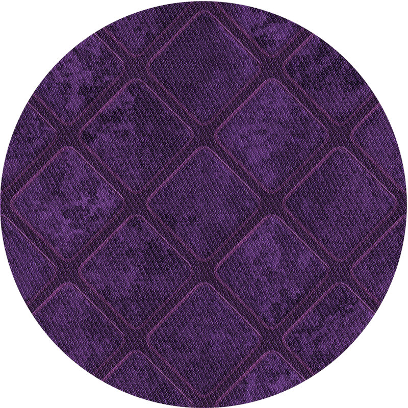 Tapis mauve à motif géométrique, Rond 5 pi