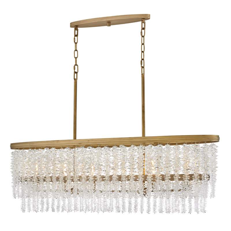 Rubina 48" Six-Light Linear Multi-Tier Chandelier w/ Hand-Strung Crystal Strands