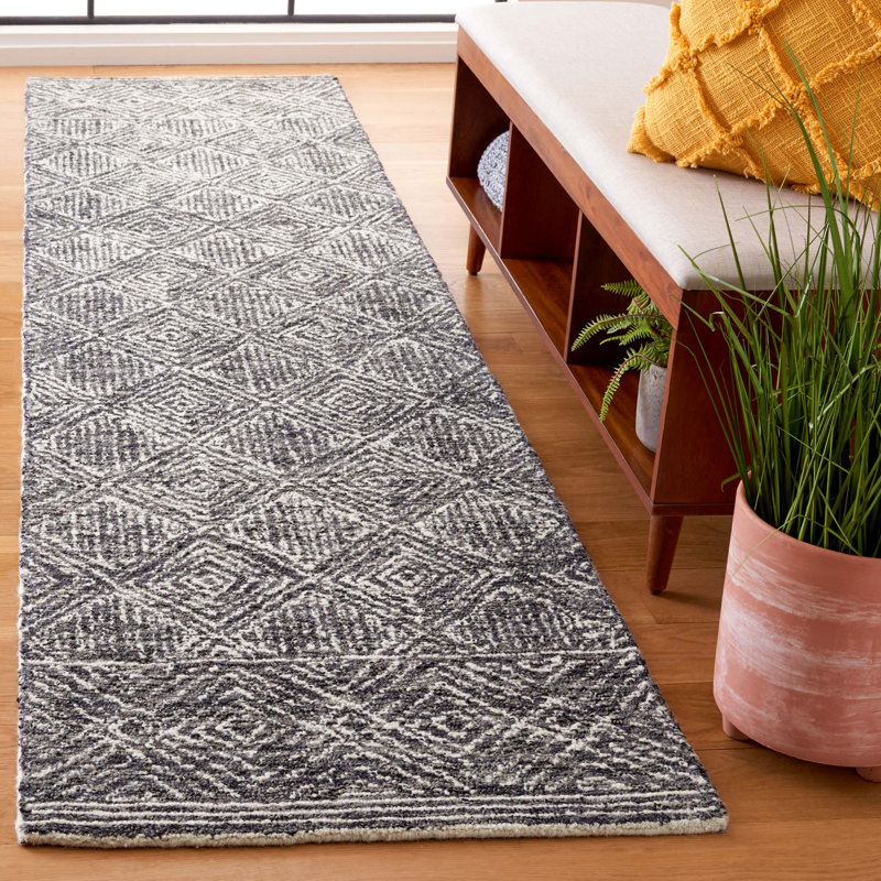 Tapis géométrique en laine touffeté à la main Jaymar, Tapis de couloir 2 pi 3 po x 9 pi