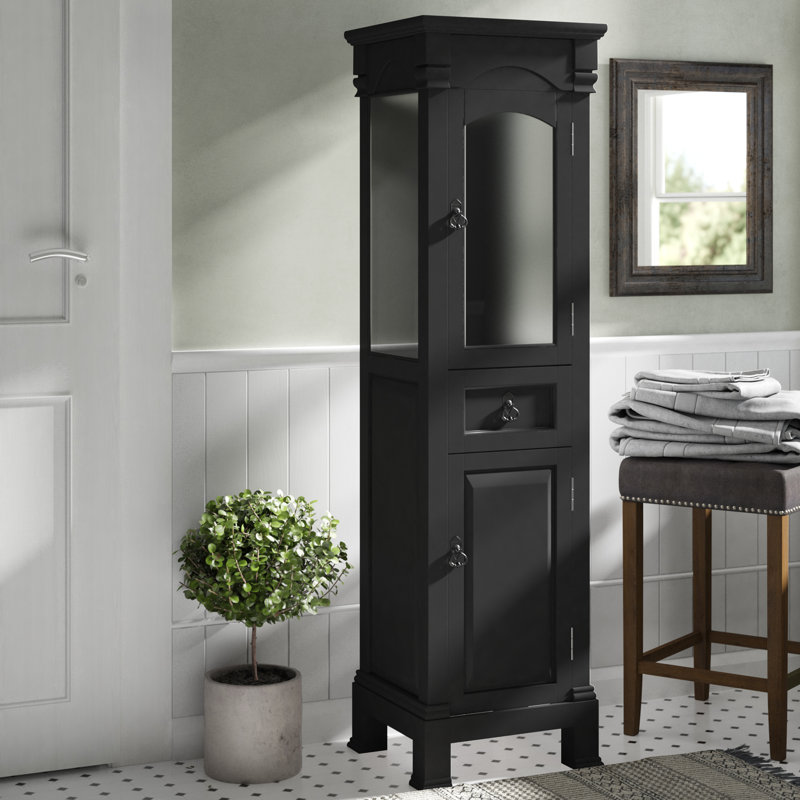 Skyview Solid Wood Linen Cabinet, Espresso