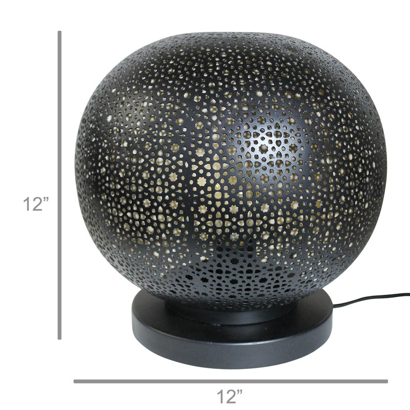 Luminaire de table globe perforé, noir