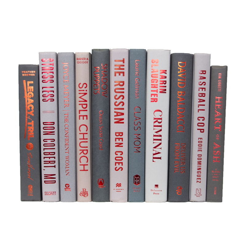 Decorative Books - Granite & Red Book Bundle - 1 Foot of Grey Books