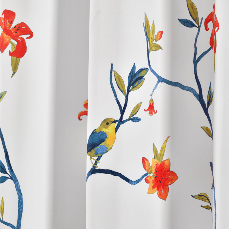 Room Darkening Curtain Pair, 52" W x 95" L, Blue/White/Orange