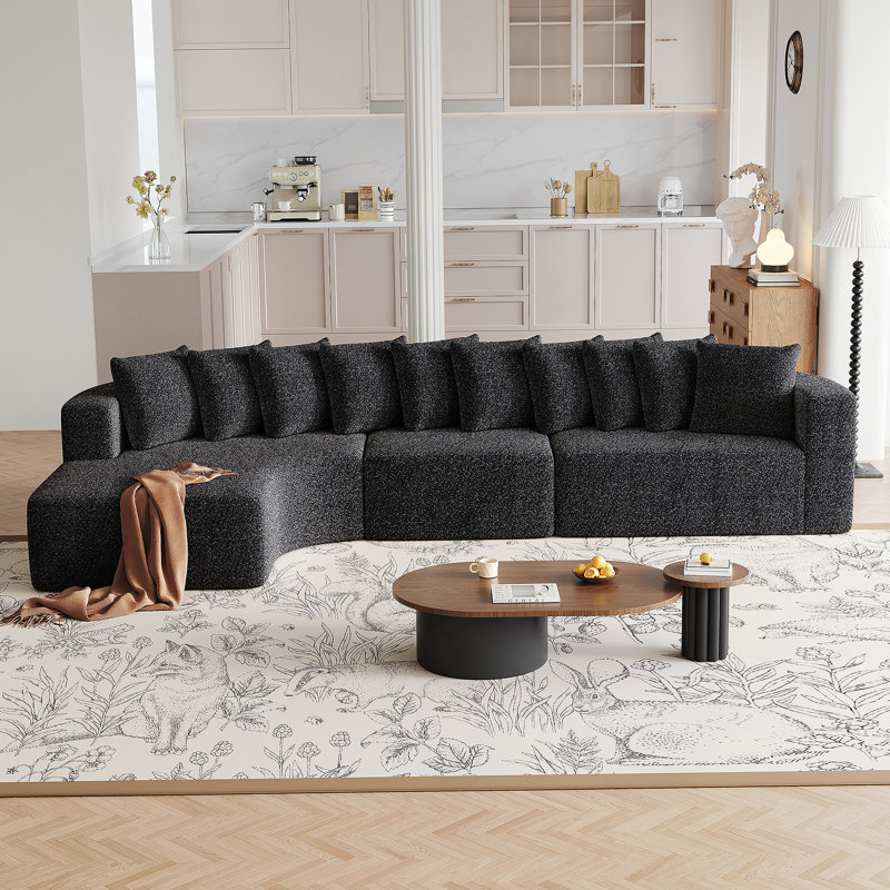 Ensemble de canapé modulaire en chenille Boneless de 131,1 pouces, canapé incurvé moderne en forme de nuage, comprenant 10 coussins