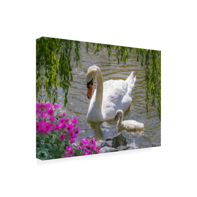 Art sur toile «cygne et cygne», Emma, H 14 po x l 19 po