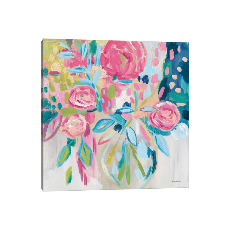 Giclée sur toile tendue avec fleurs d'été, H 12 po x l 12 po