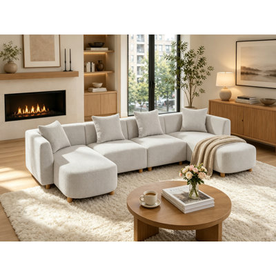 Canapé modulaire en U rembourré de 113 po pour la vie moderne