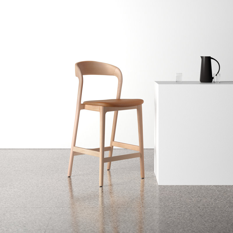 Kayla Leather Bar & Counter Stool, Counter Stool (26.5" Seat Height), Sonoma Butterscotch Genuine Leather/Natural