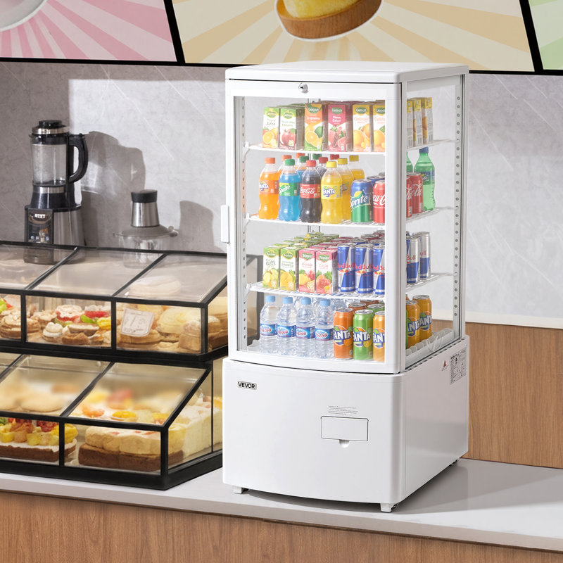 Vitrine réfrigérée, vitrine de comptoir à pâtisserie de 3 pieds cubes / 85 L, réfrigérateur commercial à 3 niveaux avec éclairage DEL, refroidissement TURBO, refroidissement à l'air sans givre, pour la boulangerie et la pâtisserie