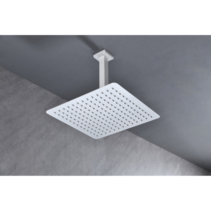 Rain Shower Head High Pressure Rainfall Showerhead Water Saving, White