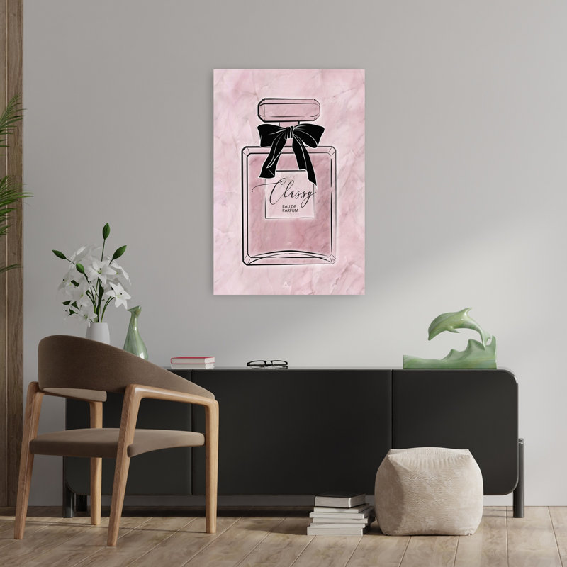 Bouteille de parfum chic, impression d'art moderne et contemporain, H 36 po x l 24 po