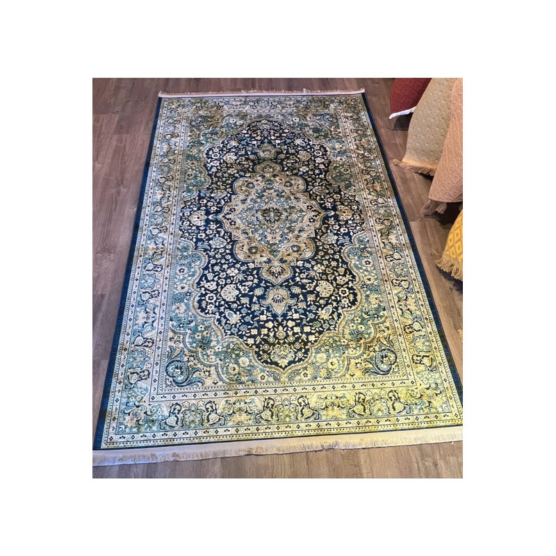 Tapis rétro vert délavé à la machine, Sous-tapis rectangulaire 3 pi 11 po x 5 pi 11 po i