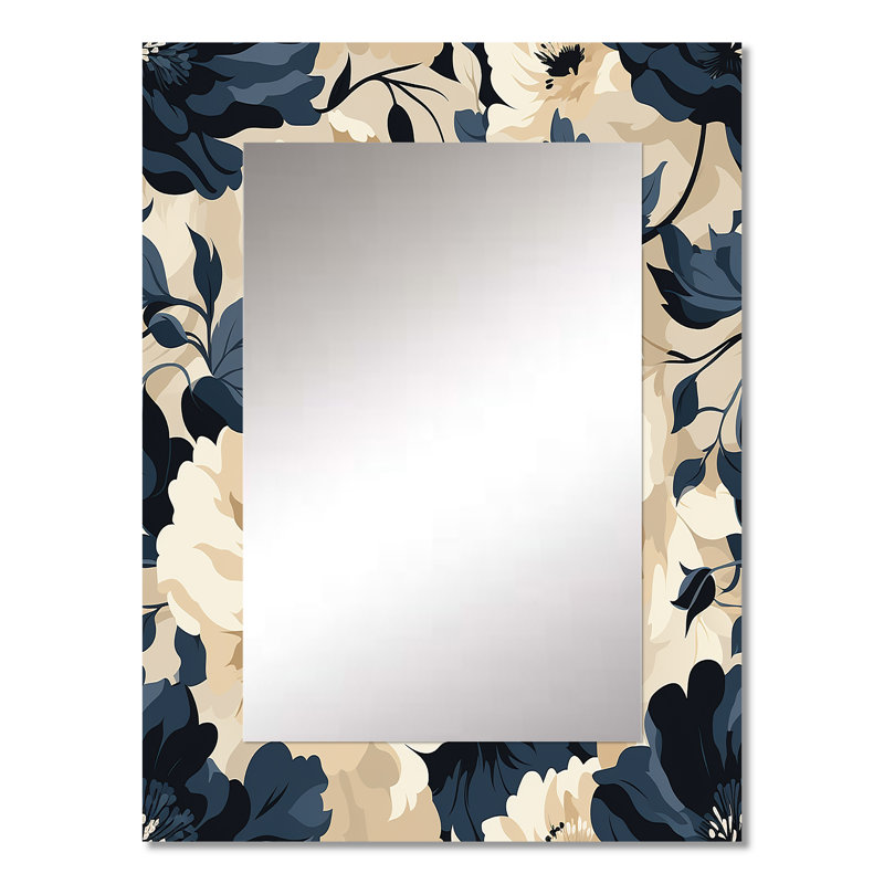 Skrolan Floral Tropical Tranquility Vibes - grand miroir mural floral, miroir unique Cottage, impression d'art en métal