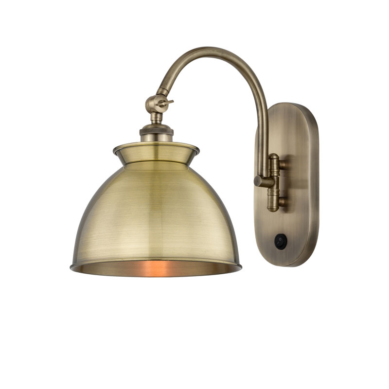 Bras pivotant en acier Gustau, Laiton antique, Incandescent, Laiton antique