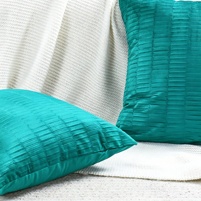 Velvet Pleated Euro Pillow Cover, Storm Blue