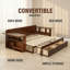 Grand canapé-lit avec bureau amovible, tiroirs de rangement et table d'appoint hydraulique, avec accoudoirs extensibles amovibles-1841120372-1841120373