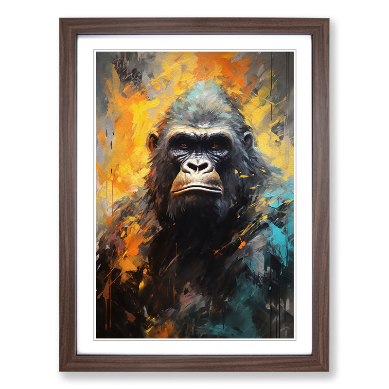 Gorilla Tachisme No.2 - Single Picture Frame Print on Wood