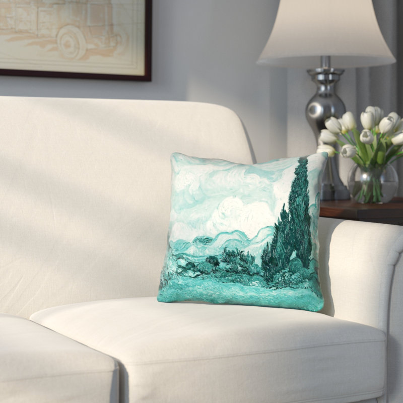 Housse de coussin 100% coton Vincent Van Gogh, 16 po x 1 po, Bleu/mauve, Housse de coussin seulement - sans coussin