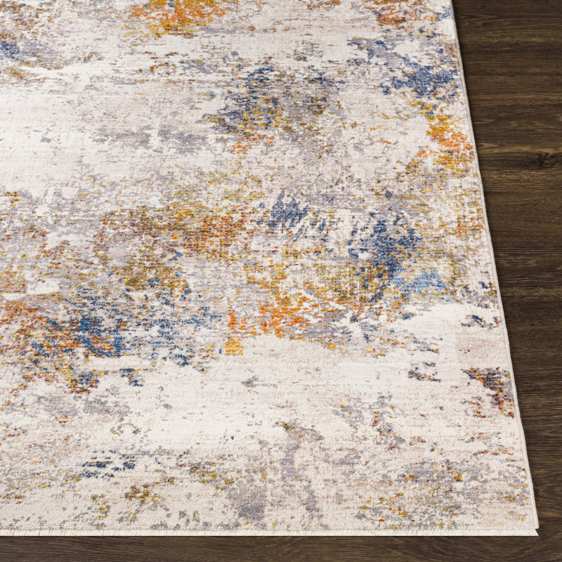 Tapis bleu marine / rouille à motif abstrait Chizoba, Rectangle 8 pi 10 po x 13 pi