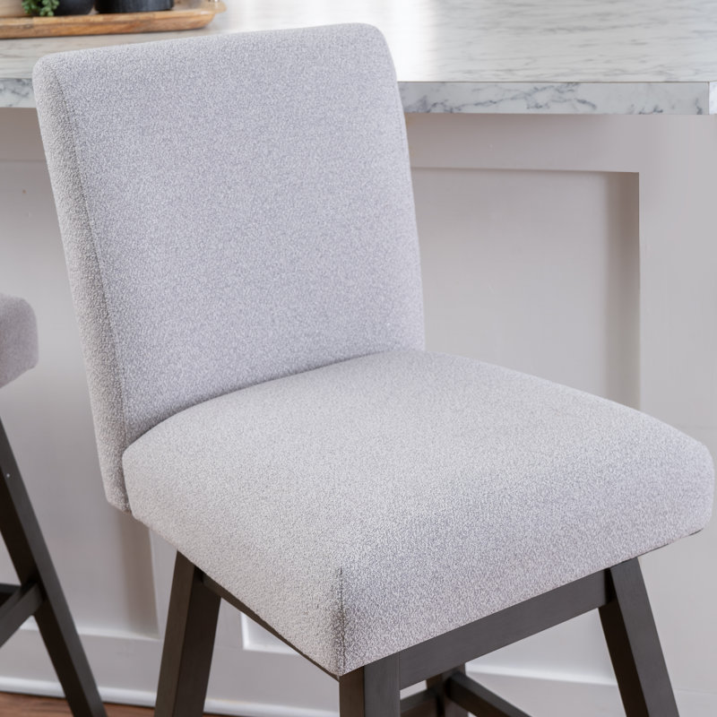 Tabouret pivotant Cyrus, Tabouret de bar (siège d'une hauteur de 30 po), Siège gris / cadre noir
