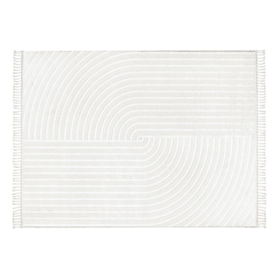 Tapis luxueux crème, 6 x 9,5 pieds | 100% polyester, hauteur des poils de 0,2 po | Tissé à la machine, base en coton / jute, 280 000 fils | Facile d'entretien, nettoyer les taches et passer l'aspirateur | Parfait pour le salon, la chambre à coucher et la salle à manger